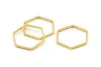 Gold Hexagon Charm, 8 Gold Plated Brass Hexagon Ring Charms (25x0.8x2mm) BS 1189 Q0005