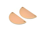 Rose Gold Moon, 2 Rose Gold Plated Brass Semi Circle Pendants with 2 Holes (32x16x0.80mm) A0845 Q0019