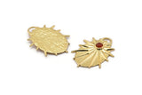 Gold Badge Charm, Gold Plated Brass Rosette Pendants With 1 Loop - Pad Size 4mm (33x24mm) N1490