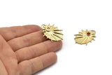 Gold Badge Charm, Gold Plated Brass Rosette Pendants With 1 Loop - Pad Size 4mm (33x24mm) N1490