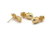 Altın Ananas Küpe, 2 Altın Kaplama Pirinç Ananas Küpe (20x9mm) N1548
