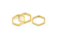 Gold Hexagon, 8 Gold Plated Brass Hexagon Shaped Ring Charms (14x0.80x2mm) BS 1183 Q0006