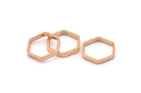 Rose Gold Hexagon, 8 Rose Gold Plated Brass Hexagon Shaped Ring Charms (14x0.80x2mm) BS 1183 Q0006
