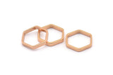Rose Gold Hexagon, 8 Rose Gold Plated Brass Hexagon Shaped Ring Charms (14x0.80x2mm) BS 1183 Q0006