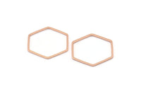 Hexagon Ring Charm, 12 Rose Gold Plated Brass Hexagon Shaped Ring Charms (20x0.80mm) BS 1175 Q0007