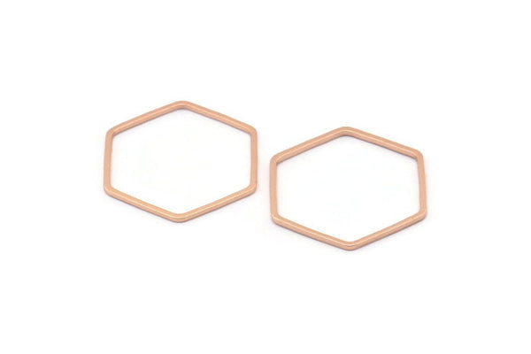 Hexagon Ring Charm, 12 Rose Gold Plated Brass Hexagon Shaped Ring Charms (20x0.80mm) BS 1175 Q0007