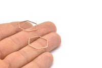 Hexagon Ring Charm, 12 Rose Gold Plated Brass Hexagon Shaped Ring Charms (20x0.80mm) BS 1175 Q0007