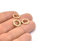 Gold Hexagon Charm, 10 Gold Plated Brass Hexagon Charms, Rings (12x2x1mm) D0056 Q0013
