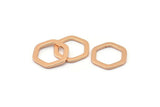 Rose Gold Hexagon Charm, 6 Rose Gold Plated Brass Hexagon Charms, Rings (14x2x1.2mm) D0082 Q0009