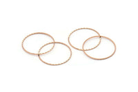 Rose Gold Circle Finding, 10 Rose Gold Plated Brass Textured Circle Ring Findings (30mm) A0589  Q0024
