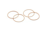 Rose Gold Circle Finding, 10 Rose Gold Plated Brass Textured Circle Ring Findings (30mm) A0589  Q0024