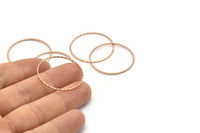 Rose Gold Circle Finding, 10 Rose Gold Plated Brass Textured Circle Ring Findings (30mm) A0589  Q0024
