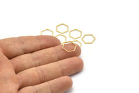 Gold Hexagon Ring Charm, 12 Gold Plated Brass Hexagon Shaped Ring Charms (12x0.8mm) BS 1171 Q0103