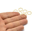 Gold Hexagon Ring Charm, 12 Gold Plated Brass Hexagon Shaped Ring Charms (12x0.8mm) BS 1171 Q0103