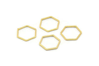 Gold Hexagon Ring Charm, 12 Gold Plated Brass Hexagon Shaped Ring Charms (12x0.8mm) BS 1171 Q0103