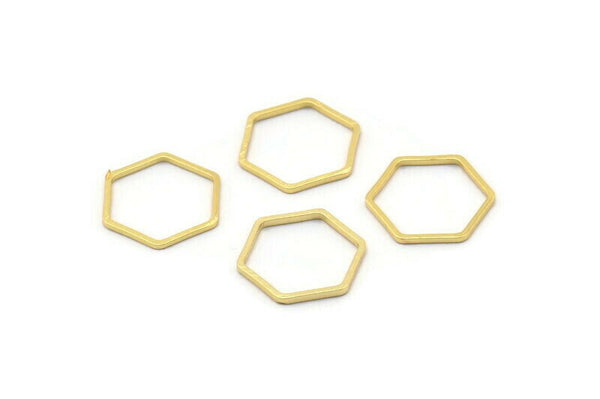 Gold Hexagon Ring Charm, 12 Gold Plated Brass Hexagon Shaped Ring Charms (12x0.8mm) BS 1171 Q0103