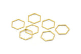 Gold Hexagon Ring Charm, 12 Gold Plated Brass Hexagon Shaped Ring Charms (12x0.8mm) BS 1171 Q0103