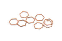 Rose Gold Plated Hexagon Ring Charm, 12 Rose Gold Plated Brass Hexagon Shaped Ring Charms (12x0.8mm) BS 1171 Q0103