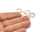 Rose Gold Plated Hexagon Ring Charm, 12 Rose Gold Plated Brass Hexagon Shaped Ring Charms (12x0.8mm) BS 1171 Q0103