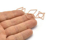 Rose Gold Diamond Ring, 12 Rose Gold Plated Brass Diamond Connectors (13x23mm) Bs 1128 Q0090