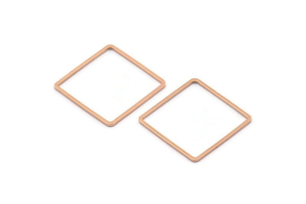 Square Geometric Charm, 12 Rose Gold Plated Brass Square Connectors (20mm) BS 1121 Q0101