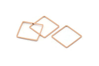 Square Geometric Charm, 12 Rose Gold Plated Brass Square Connectors (20mm) BS 1121 Q0101