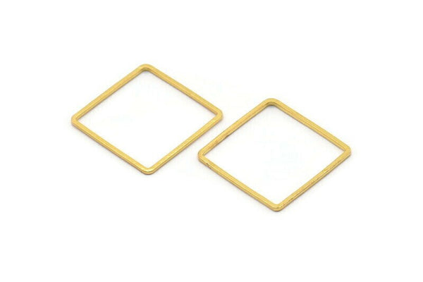 Square Geometric Charm, 12 Gold Plated Brass Square Connectors (20mm) BS 1121 Q0101