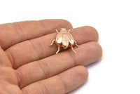Rose Gold Tiny Bug Charm , 1 Rose Gold Plated Brass Bug Fly Insect Charms (29x22x5.5mm) N0495 Q0053