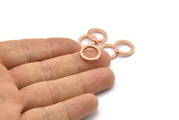 Rose Gold Circles, 6 Rose Gold Plated Brass Round Rings, Charms (14x2x2mm) Bs 1346 Q0045