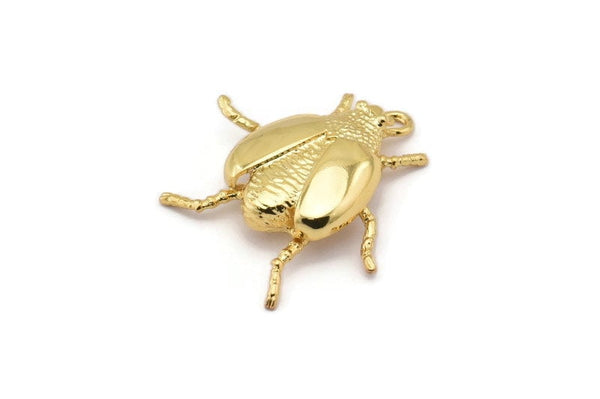 Gold Tiny Bug Charm , 2 Gold Plated Brass Bug Fly Insect Charms (29x22x5.5mm) N0495 Q0053