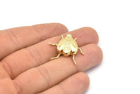 Gold Tiny Bug Charm , 2 Gold Plated Brass Bug Fly Insect Charms (29x22x5.5mm) N0495 Q0053