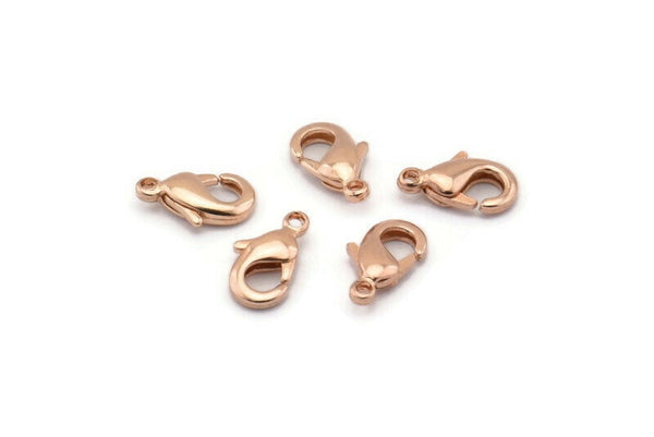 Rose Gold Plated Brass Parrot Clasps, 15 Brass Rose Gold Plated Lobster Claw Clasps (10x5mm) A0364 Q0058
