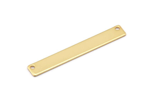 Gold Customized Bar, 3 Gold Plated Brass  Stamping Blanks (6x44x0.80mm) B0191 Q0061