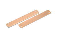 Rose Gold Customized Bar, 3 Brass Rose Gold Plated Stamping Blanks (6x44x0.80mm) B0191 q0061