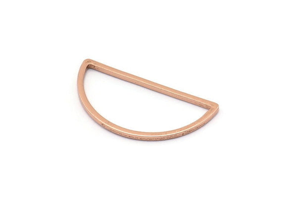 Rose Gold Half Moon - 5 Brass Rose Gold Plated Semi Circle Connectors (15x30x1.2mm) Bs 1173 Q0039