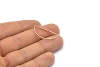Rose Gold Half Moon - 5 Brass Rose Gold Plated Semi Circle Connectors (15x30x1mm) D0011 Q0033