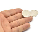 D Shaped Charm, 4 Antique Silver Plated Brass D Shaped Charms With 1 Hole, D Shape Blanks (25x22x0.80mm) M464