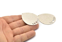 Silver Drop Charm, 2 Antique Silver Plated Brass Moon Phases Charms With 1 Hole, Findings (45x36x0.80mm) M1004