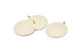 Silver Round Charm, 4 Antique Silver Plated Brass Round Charms With 1 Loop, Blanks (25x28x0.80mm) M462