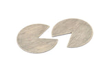 Silver Circle Blank, 2 Textured Antique Silver Plated Brass Pizza Slice Blanks, Findings (37x34x0.80mm) M206