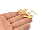 Gold Triangle Charm, 2 Gold Plated Brass Triangle Charms With 1 Loop (49x21x1mm) M01119