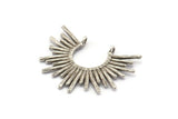 Silver Sun Pendant, 2 Antique Silver Plated Brass Sun Charms With 2 Loops (38x27.5x1.7mm) E210 H1368