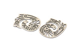 Silver Bird Charm, 2 Antique Silver Plated Brass Bird Charms With 1 Loop, Findings (33x26x1mm) N1476 H1309