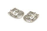 Silver Bird Charm, 2 Antique Silver Plated Brass Bird Charms With 1 Loop, Findings (33x26x1mm) N1476 H1309