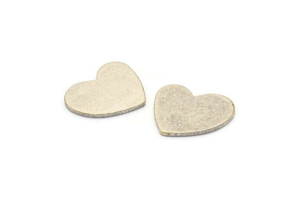 Silver Heart Blank, 10 Antique Silver Plated Brass Heart Blanks, Stamping Blanks (16x14x1mm) M848