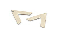 Silver V Shape, 12 Antique Silver Plated Brass V Shaped Charms With 1 Hole (22x18x1mm) M01244 H1260