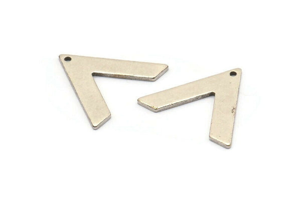 Silver V Shape, 12 Antique Silver Plated Brass V Shaped Charms With 1 Hole (22x18x1mm) M01244 H1260