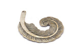 Silver Feather Charms, 2 Antique Silver Plated Brass Feather Charms With 1 Hole, Feather Pendants (38x32mm) N0184