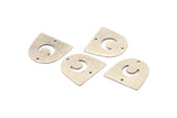 Silver Moon Charm,  12 Antique Silver Plated Brass D Shape Charms With 2 Holes (16x17x0.50mm) M1064