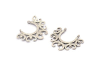 Silver Pendant, 3 Antique Silver Plated Brass Pendants, Silver Charms With 2 Loops (33x26x1mm) BS 2443